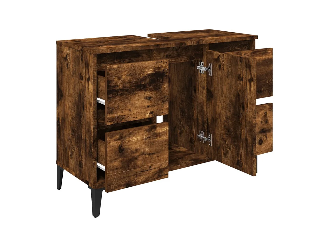 Armario de lavabo madera contrachapada roble ahumado 80x33x60cm