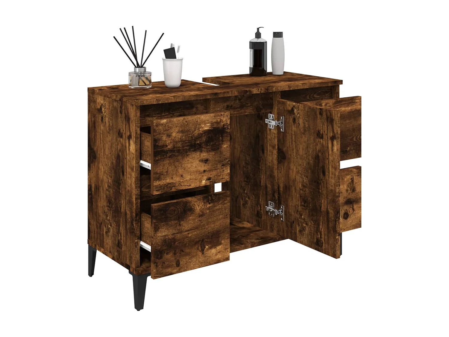 Mobile Lavabo Rovere Fumo 80x33x60 cm in Legno Multistrato