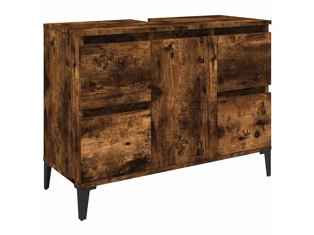 Waschbeckenunterschrank Räuchereiche 80x33x60 cm Holzwerkstoff