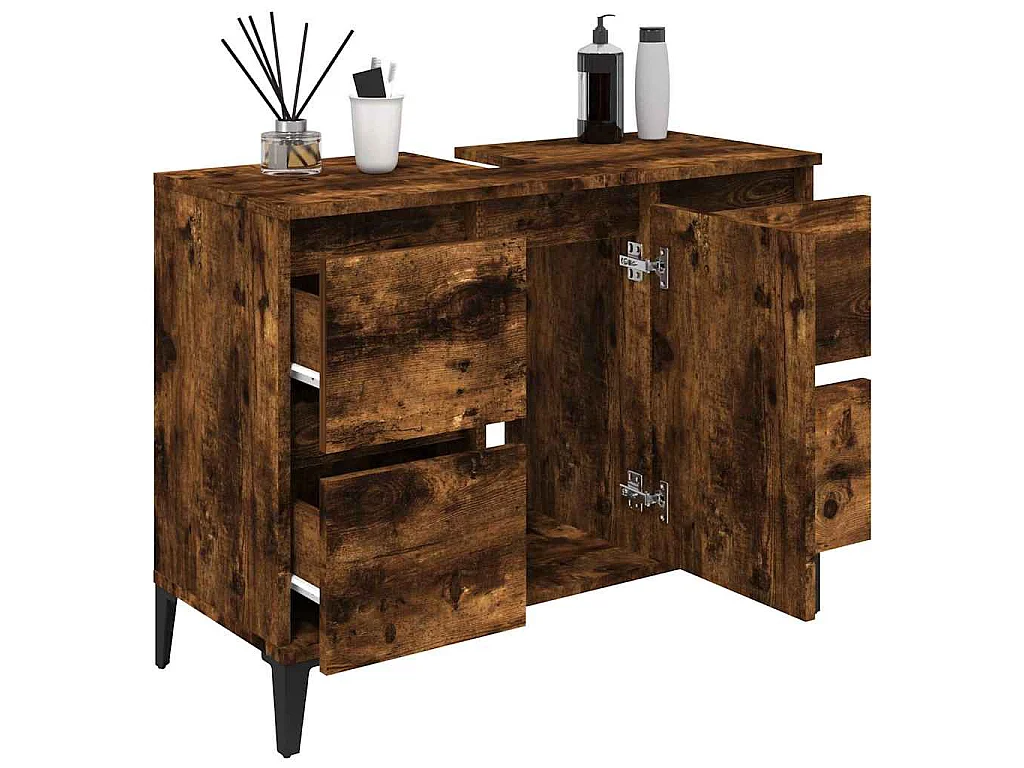 Waschbeckenunterschrank Räuchereiche 80x33x60 cm Holzwerkstoff