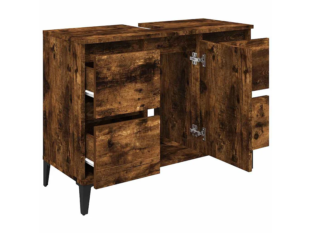 Waschbeckenunterschrank Räuchereiche 80x33x60 cm Holzwerkstoff