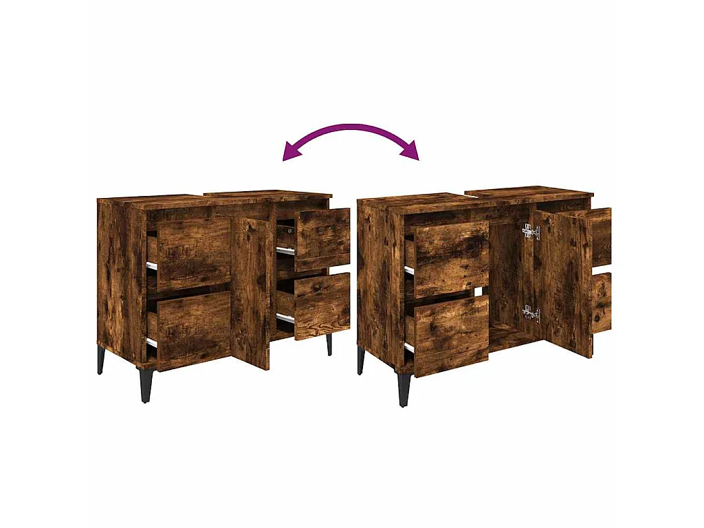 Waschbeckenunterschrank Räuchereiche 80x33x60 cm Holzwerkstoff