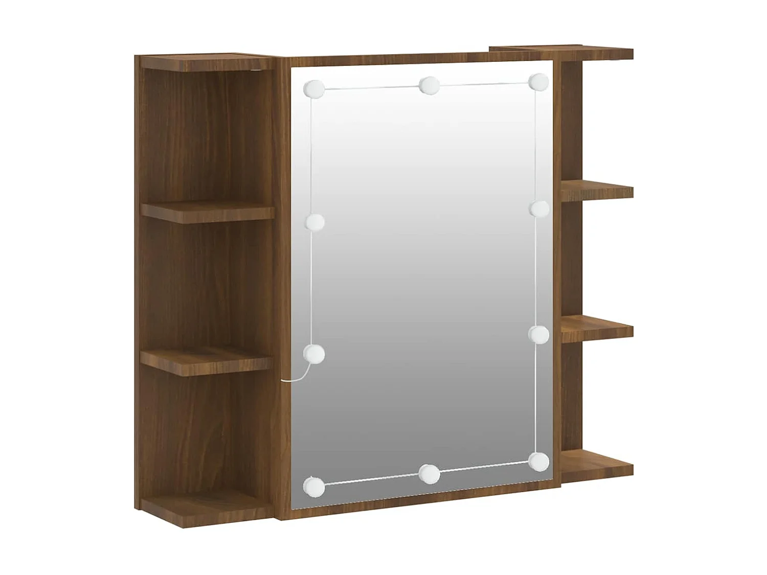 Mobile a Specchio con LED Rovere Marrone 70x16,5x60 cm