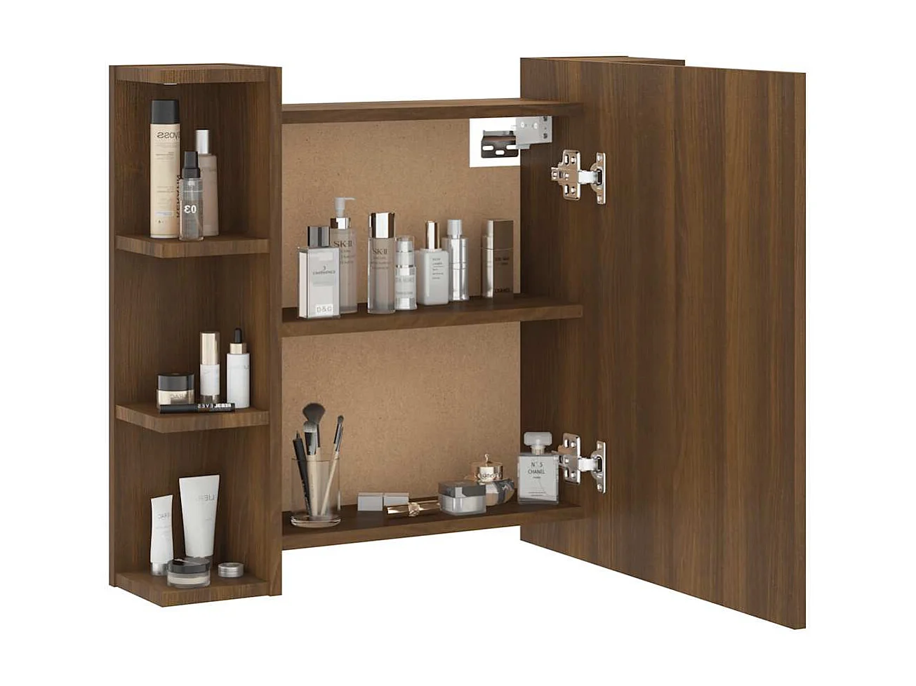 Mobile a Specchio con LED Rovere Marrone 70x16,5x60 cm