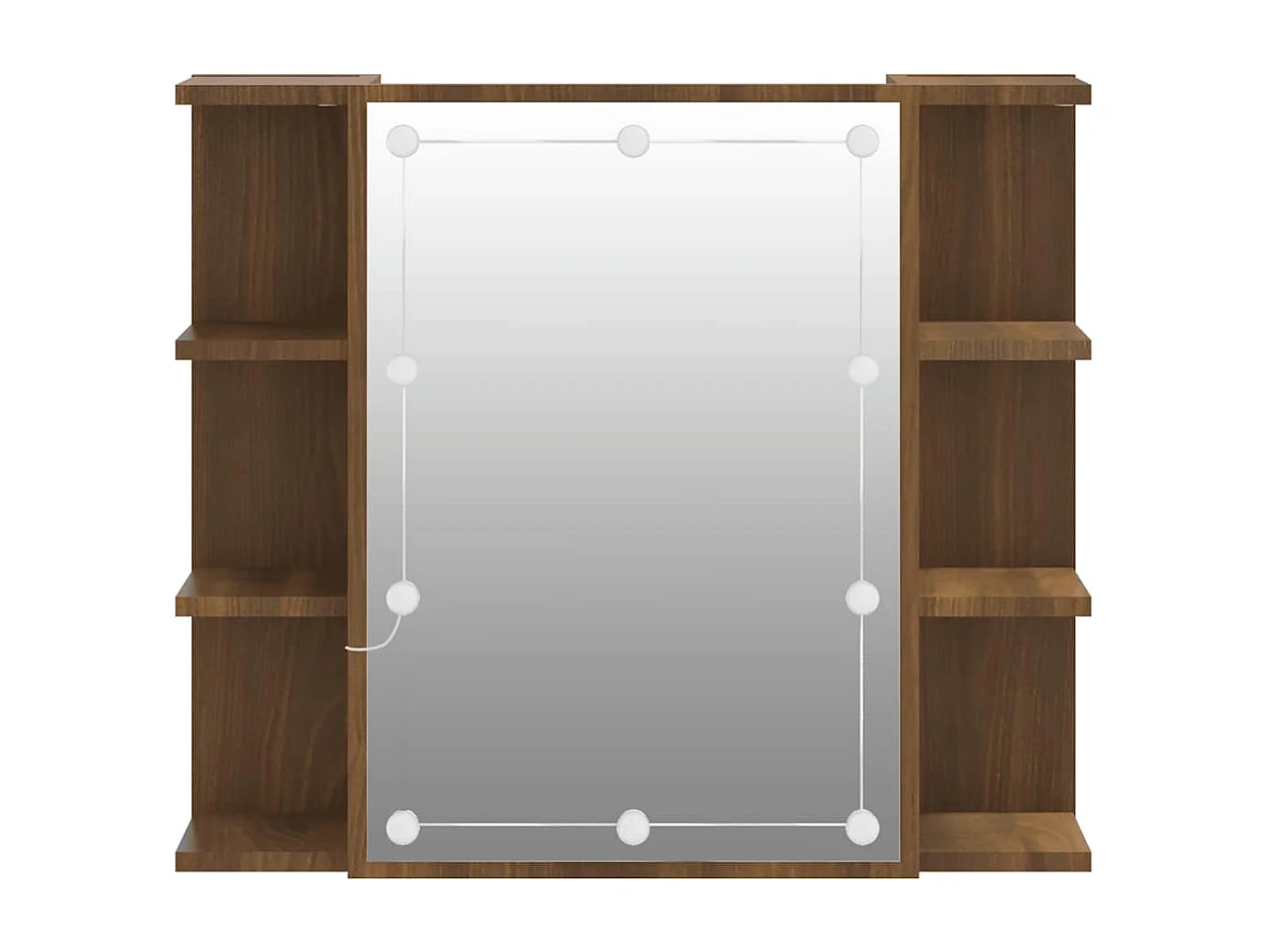 Mobile a Specchio con LED Rovere Marrone 70x16,5x60 cm