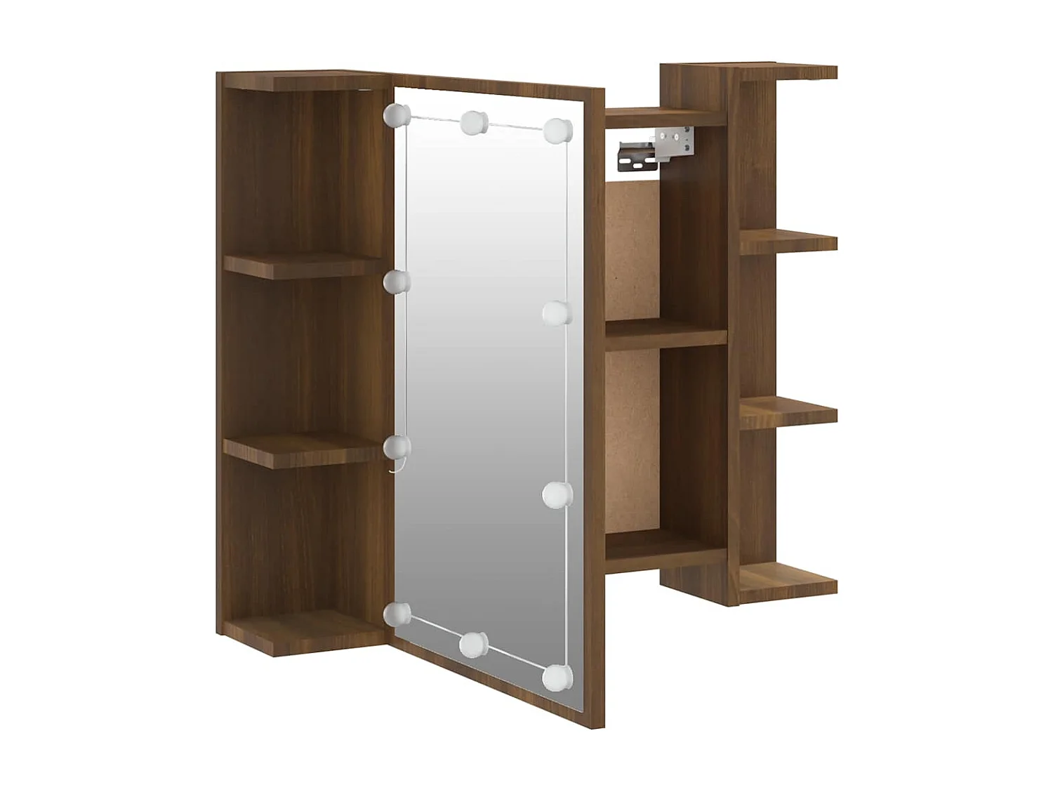 Mobile a Specchio con LED Rovere Marrone 70x16,5x60 cm