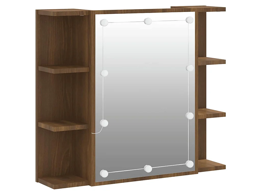 Mobile a Specchio con LED Rovere Marrone 70x16,5x60 cm