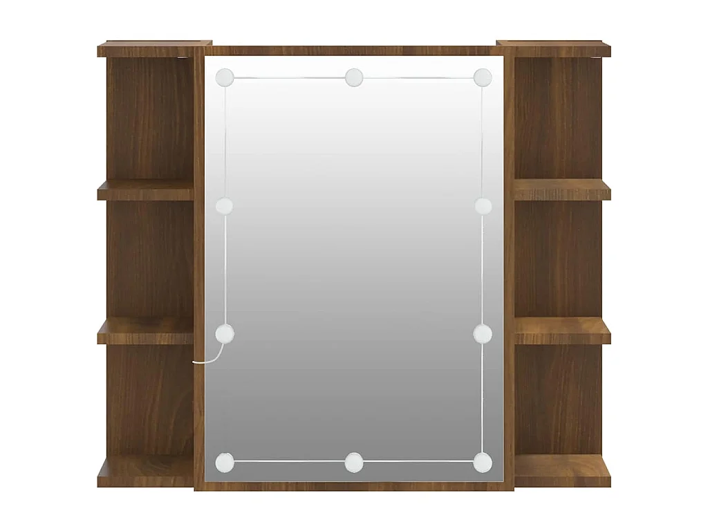 Mobile a Specchio con LED Rovere Marrone 70x16,5x60 cm