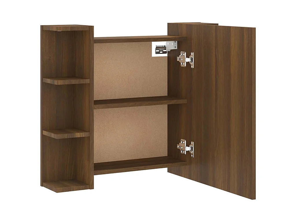 Mobile a Specchio con LED Rovere Marrone 70x16,5x60 cm