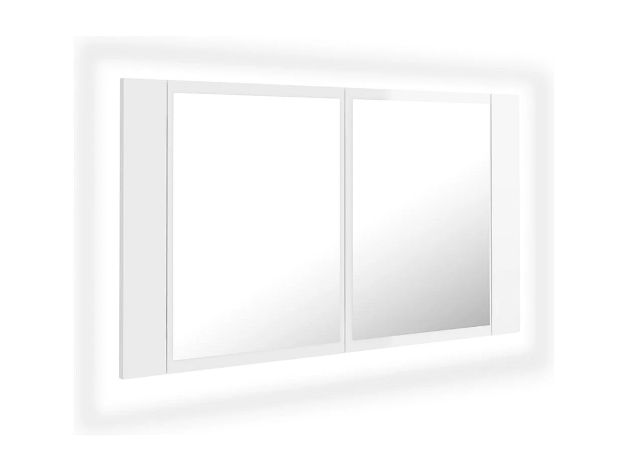 Badkamerkast met spiegel en LED 80x12x45 cm acryl hoogglans wit