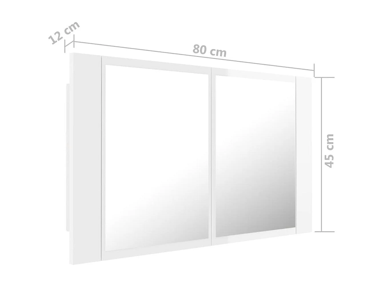 Badkamerkast met spiegel en LED 80x12x45 cm acryl hoogglans wit