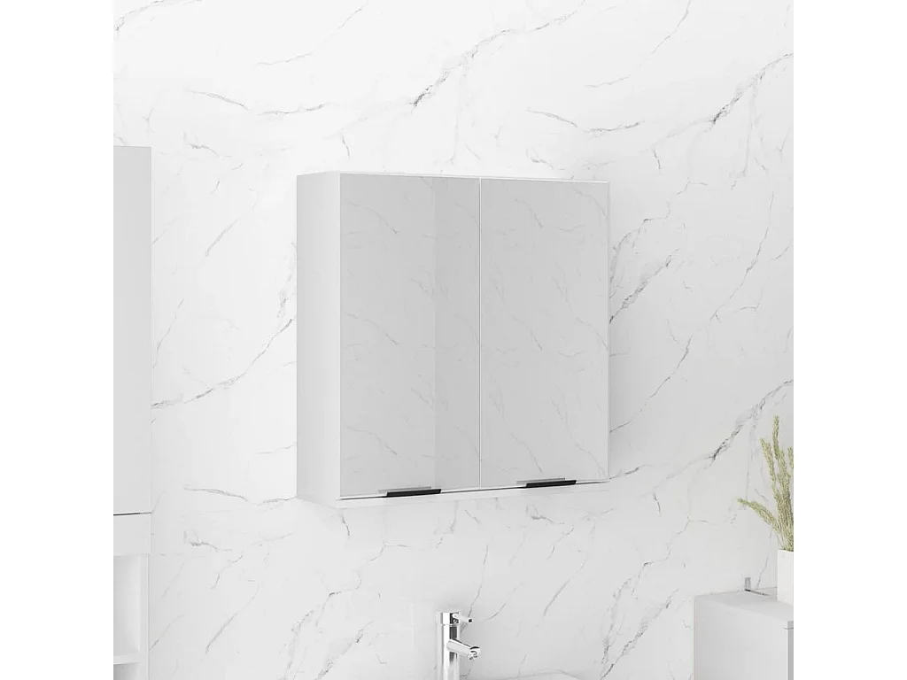 Armadietto a Specchio da Bagno Bianco 64x20x67 cm