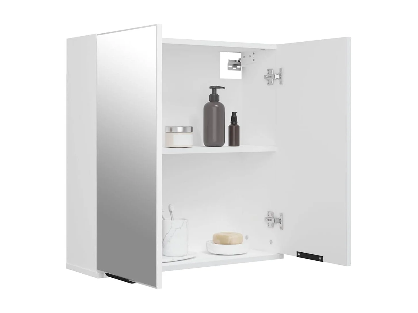 Armadietto a Specchio da Bagno Bianco 64x20x67 cm