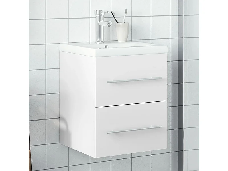 Waschbeckenunterschrank mit Einbaubecken Weiß