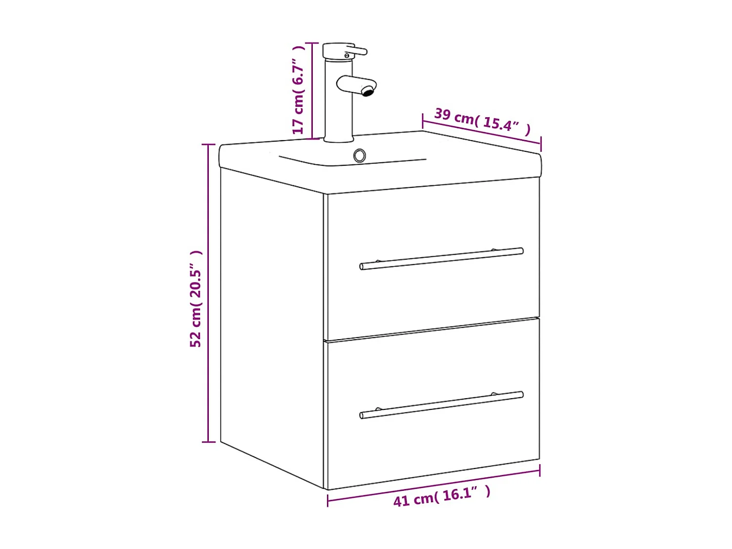 Waschbeckenunterschrank mit Einbaubecken Weiß