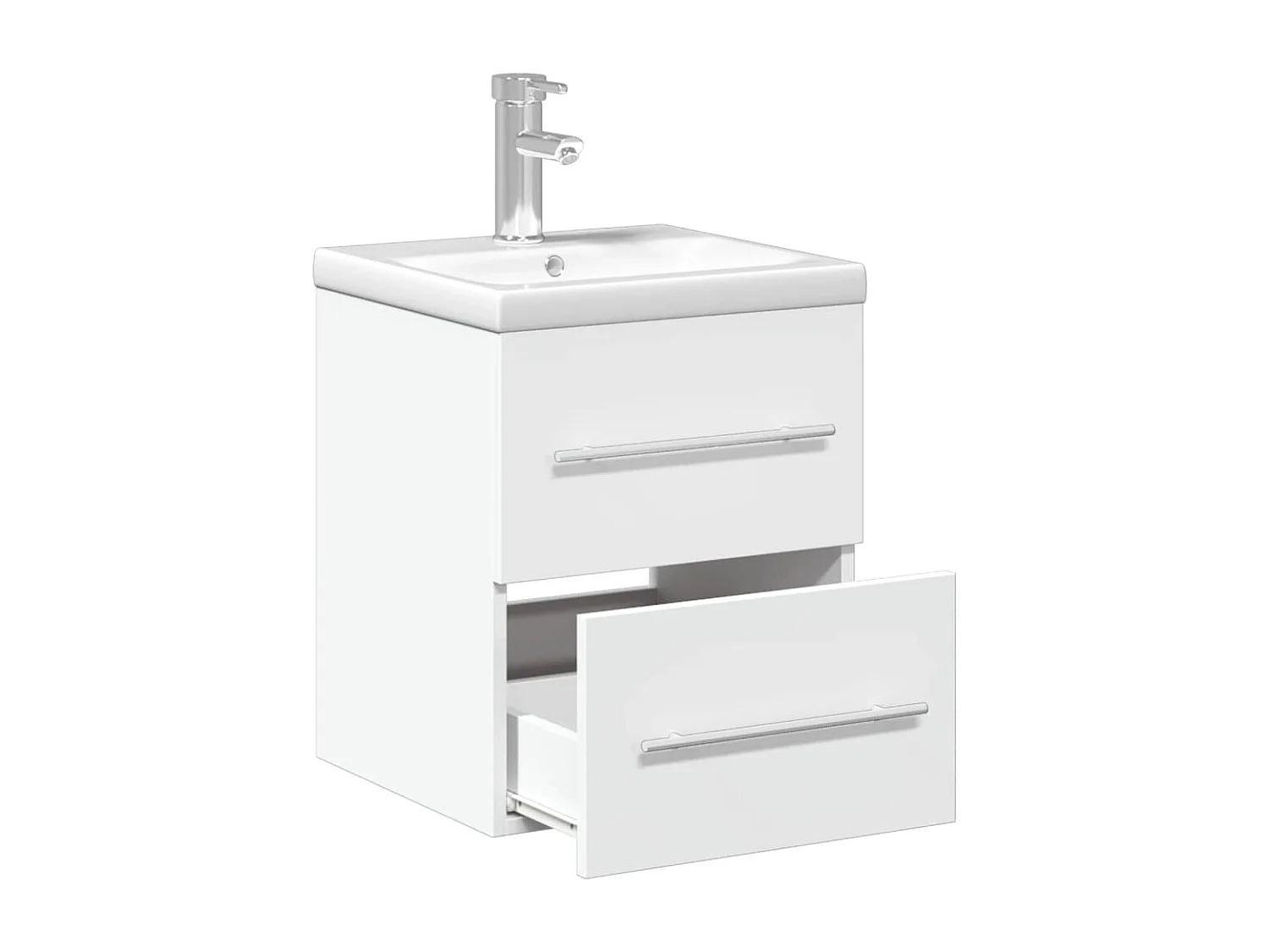 Waschbeckenunterschrank mit Einbaubecken Weiß