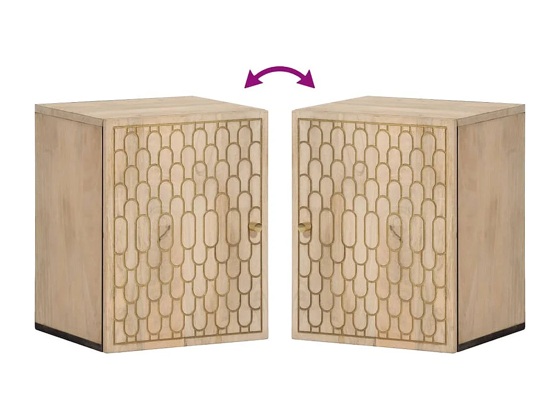 Armoire de salle de bain murale 38x33x48cm bois massif manguier