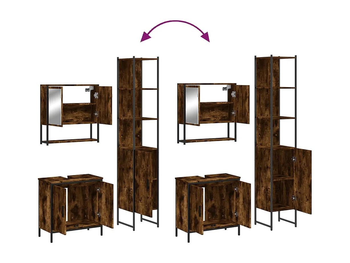 Set de muebles baño 3 pzas madera contrachapada roble ahumado