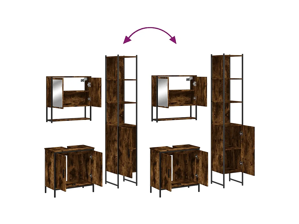 Ensemble de meubles de salle de bain 3 pcs Chêne fumé