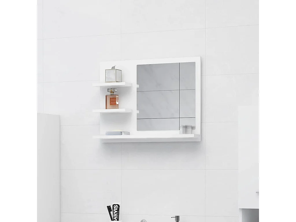 Miroir de salle de bain blanc 60x10,5x45 cm bois d’ingénierie