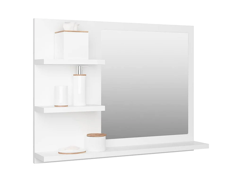 Specchio da Bagno Bianco 60x10,5x45 cm in Legno Multistrato