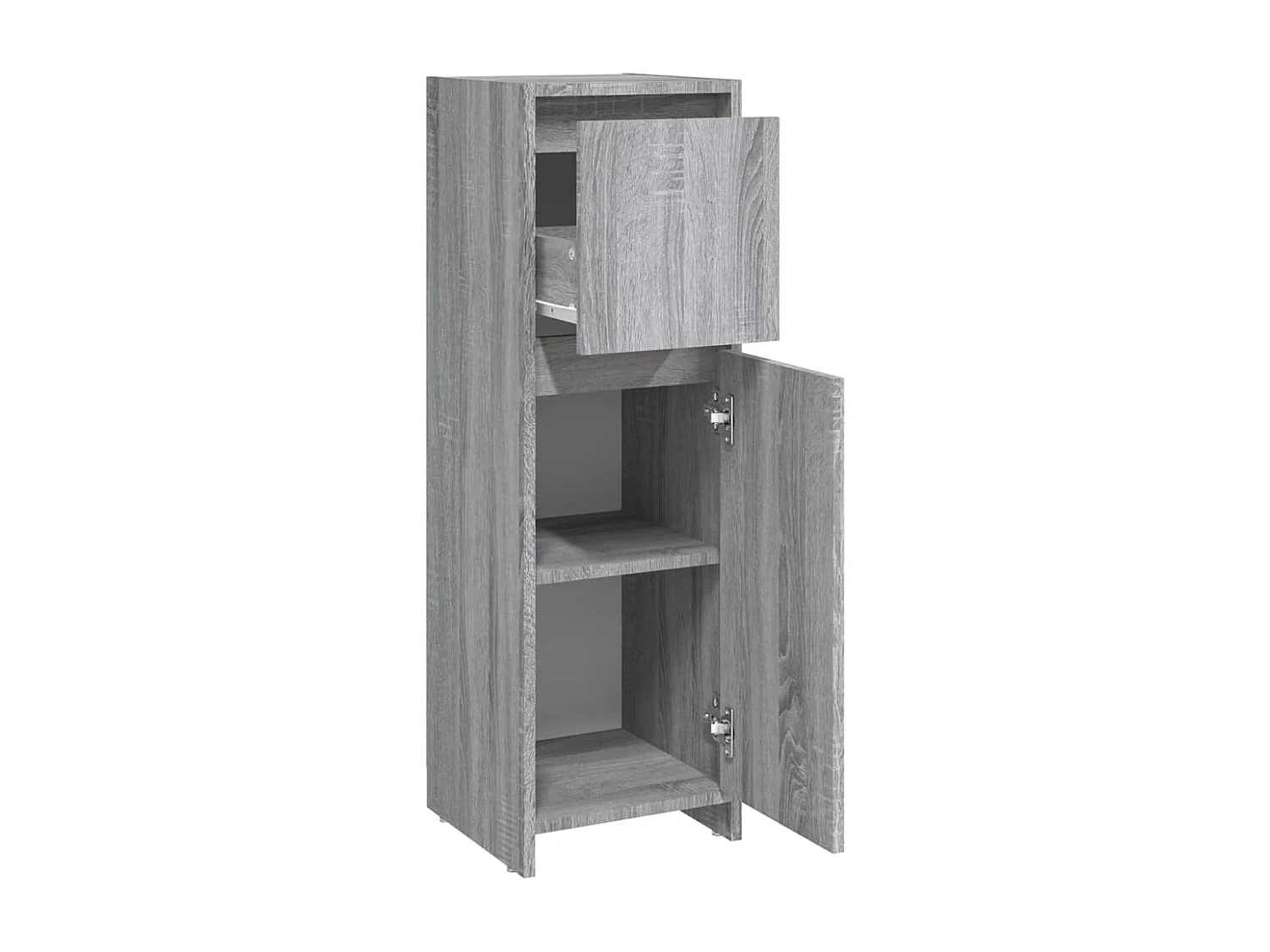 Badkamerkast 30x30x95 cm bewerkt hout grijs sonoma eikenkleurig
