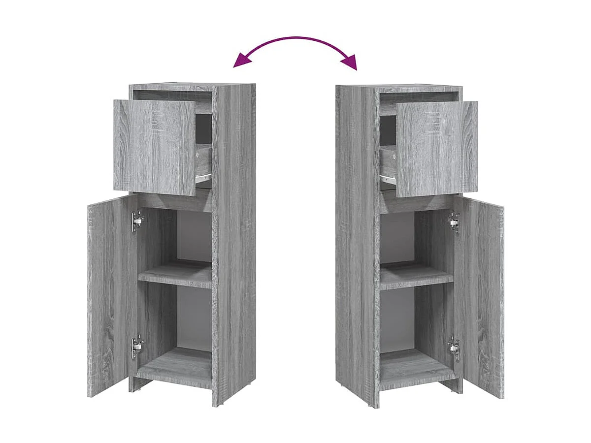 Badkamerkast 30x30x95 cm bewerkt hout grijs sonoma eikenkleurig