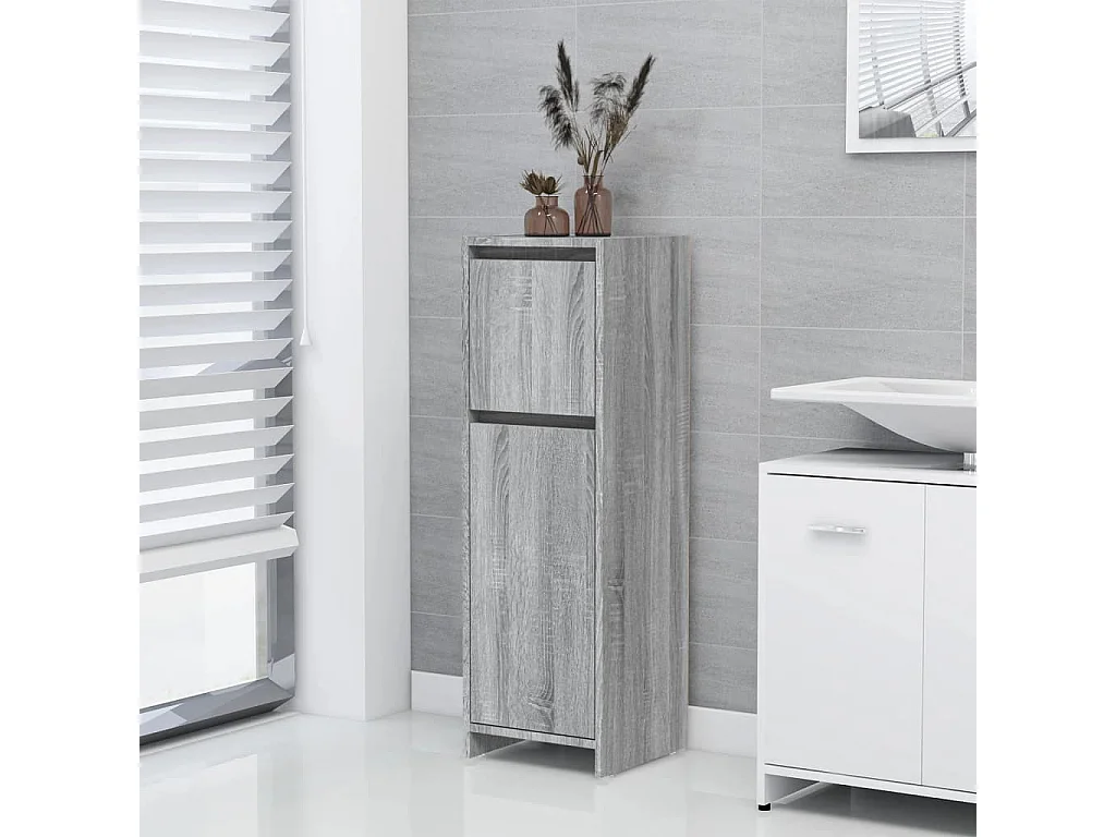 Armadietto Bagno Grigio Sonoma 30x30x95 cm in Legno Multistrato