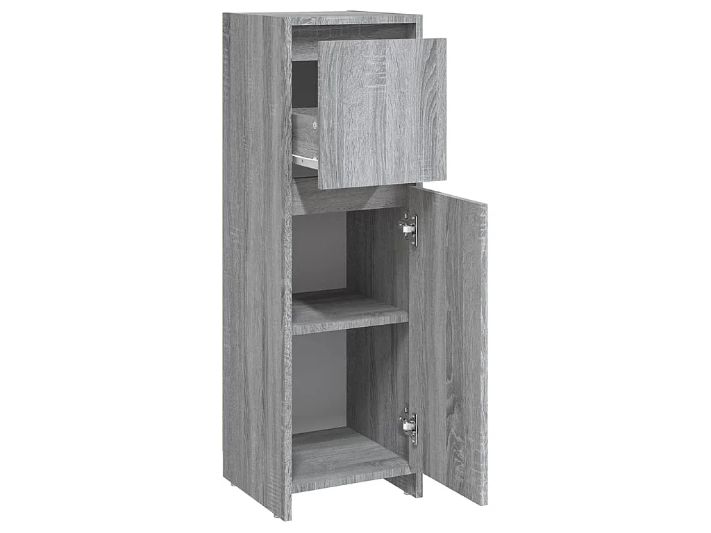 Armadietto Bagno Grigio Sonoma 30x30x95 cm in Legno Multistrato