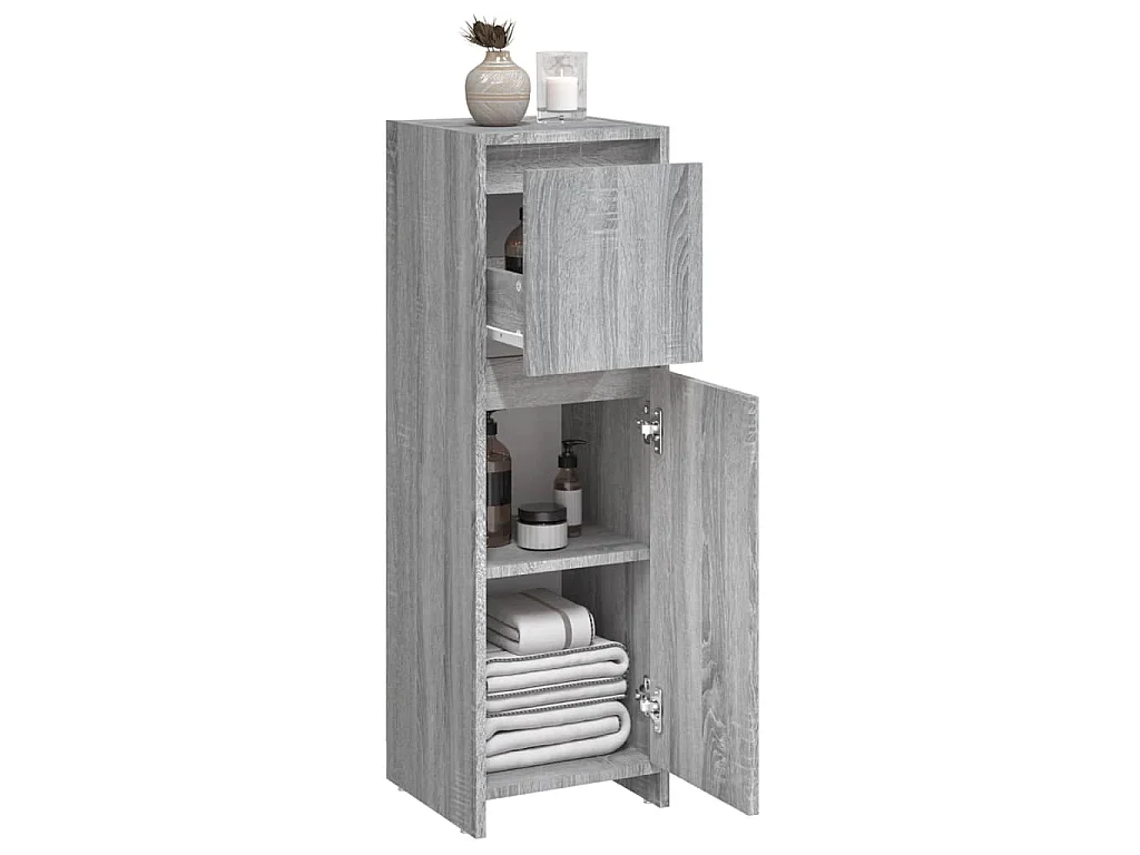 Armadietto Bagno Grigio Sonoma 30x30x95 cm in Legno Multistrato