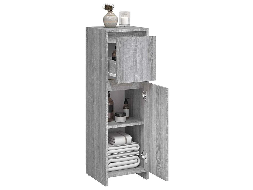 Badschrank Grau Sonoma 30x30x95 cm Holzwerkstoff