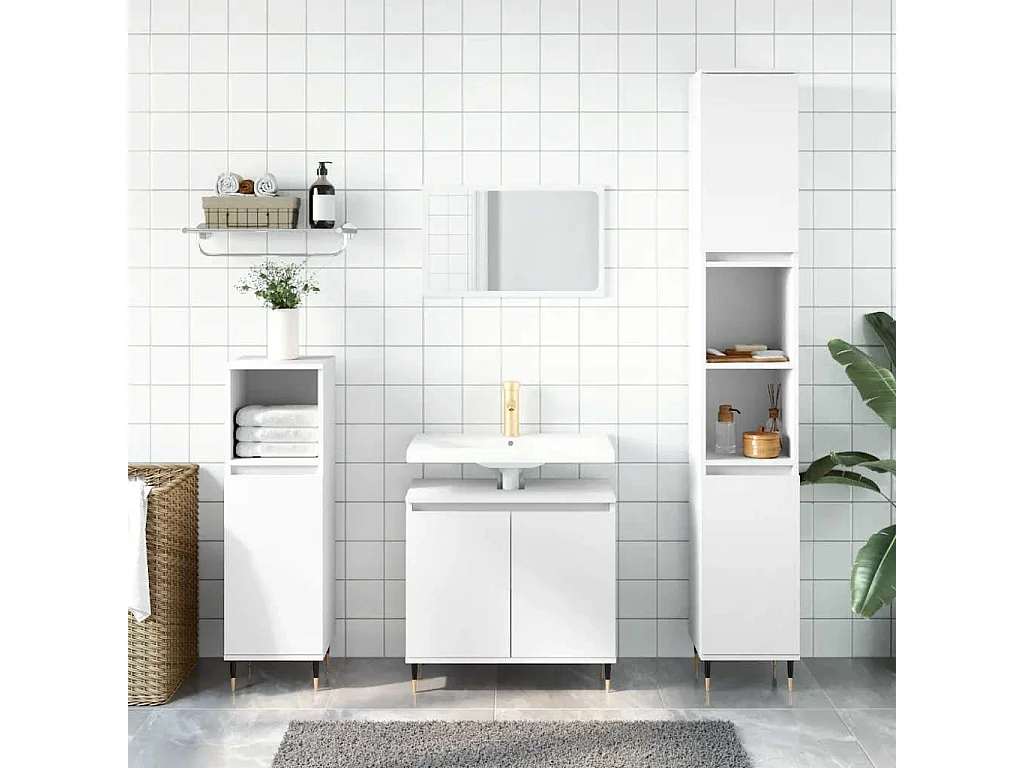 Armoire de salle de bain blanc 58x33x60 cm bois d'ingénierie