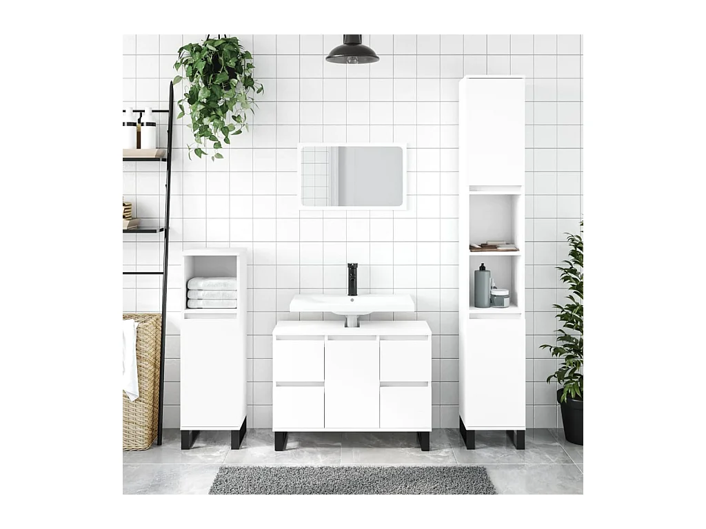 Armoire de salle de bain blanc 80x33x60 cm bois d'ingénierie