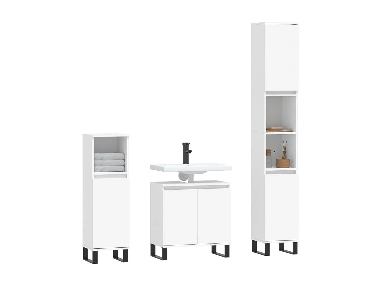 Ensemble de meubles salle de bain 3 pcs blanc bois d'ingénierie