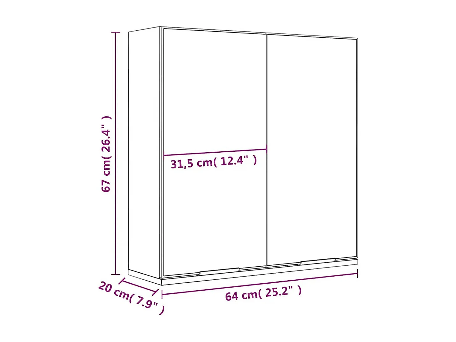 Armoire à miroir de salle de bain Chêne fumé 64x20x67 cm