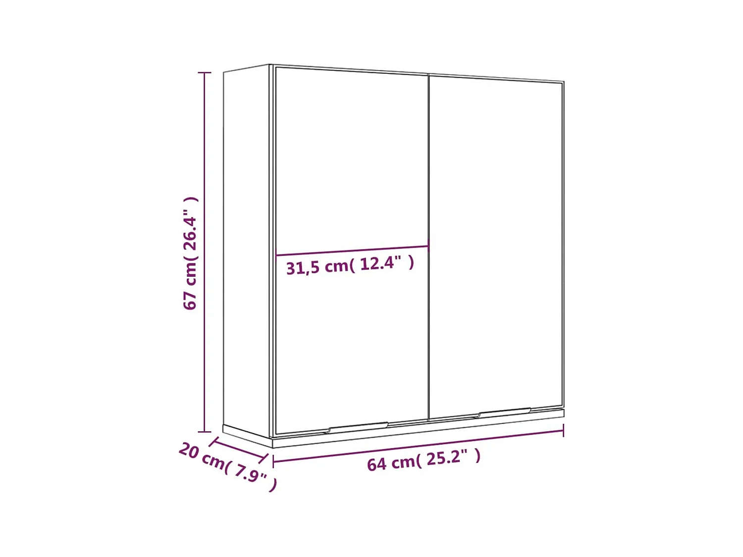 Armoire à miroir de salle de bain Chêne fumé 64x20x67 cm