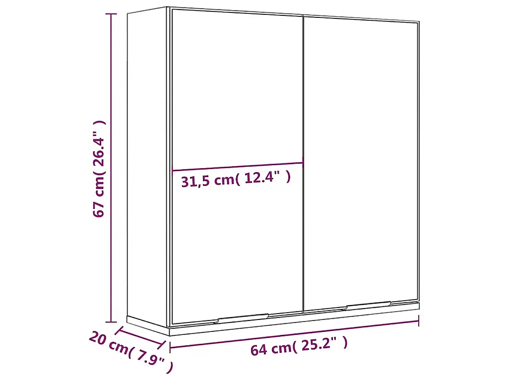 Bad-Spiegelschrank Räuchereiche 64x20x67 cm