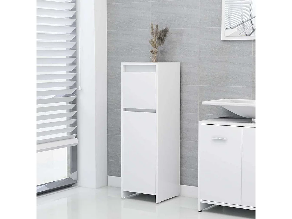 Badezimmerschrank Weiß 30x30x95 cm Holzwerkstoff