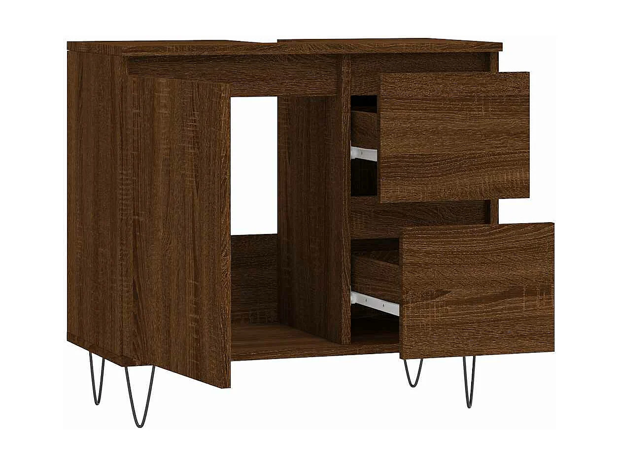 Badschrank Braun Eichen-Optik 65x33x60 cm Holzwerkstoff