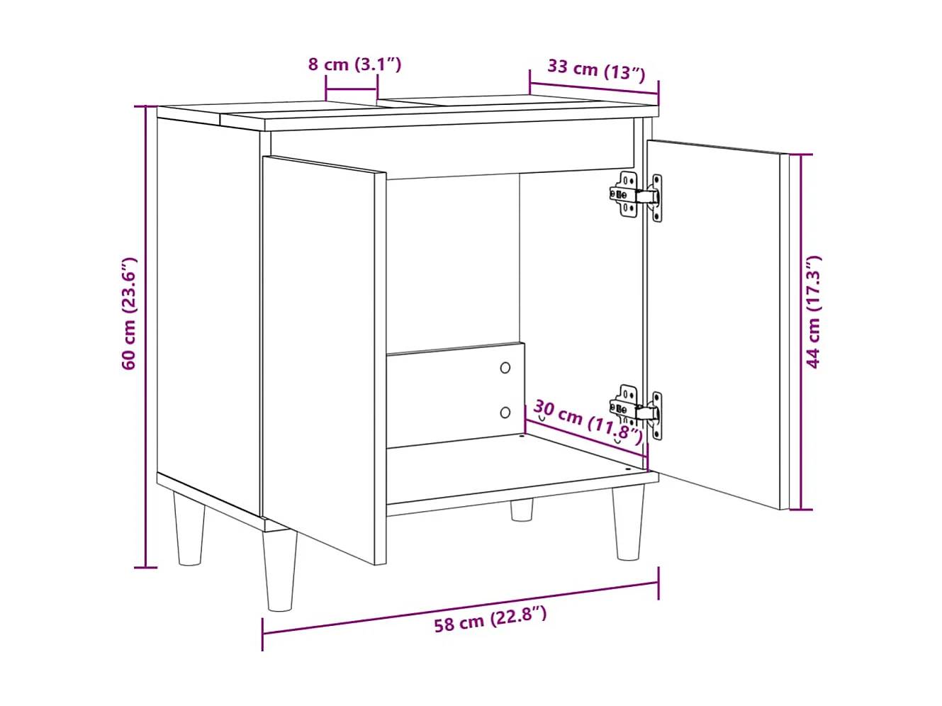 Meuble d'évier chêne sonoma 58x33x60 cm bois d'ingénierie