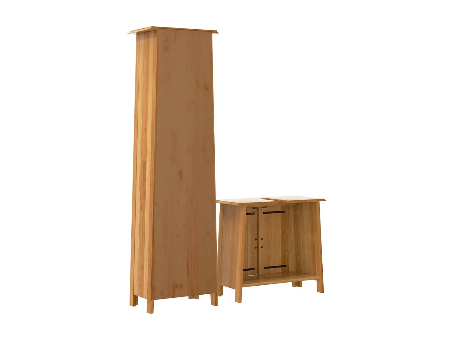 2 pcs conjunto móveis p/ casa de banho madeira de pinho maciça