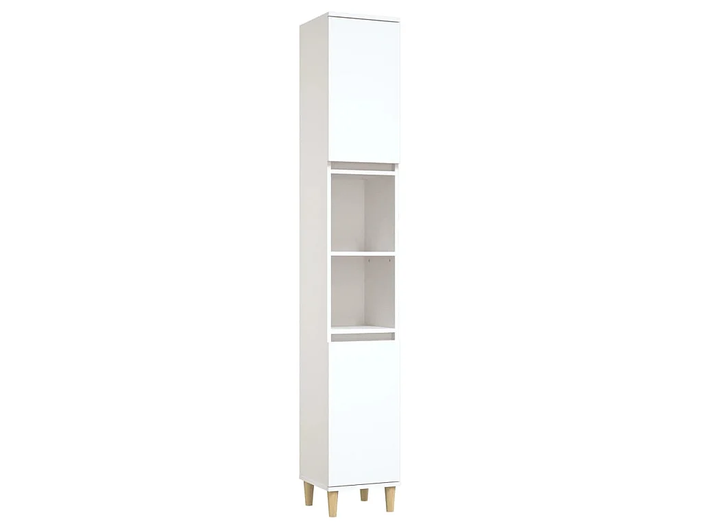 Armadietto da Bagno Bianco 30x30x190 cm in Legno Multistrato