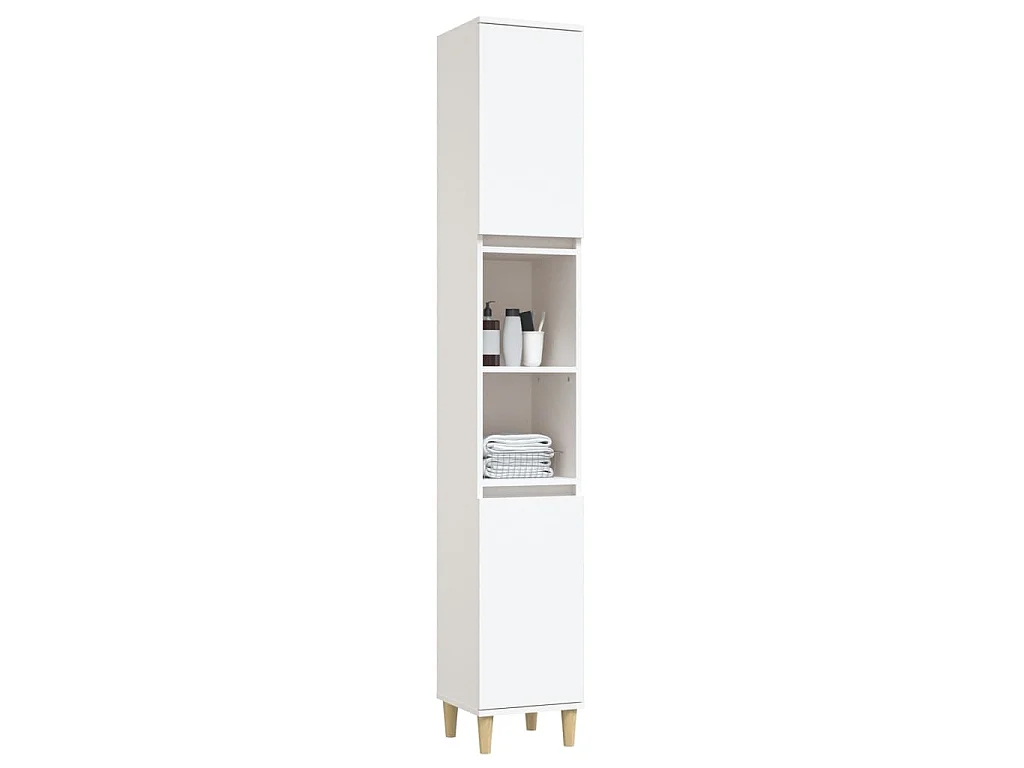 Armadietto da Bagno Bianco 30x30x190 cm in Legno Multistrato
