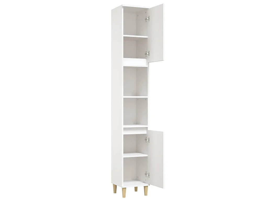 Armadietto da Bagno Bianco 30x30x190 cm in Legno Multistrato