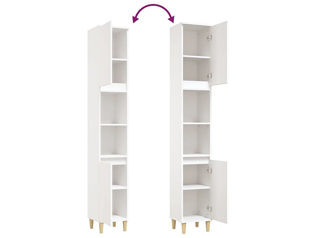 Armadietto da Bagno Bianco 30x30x190 cm in Legno Multistrato