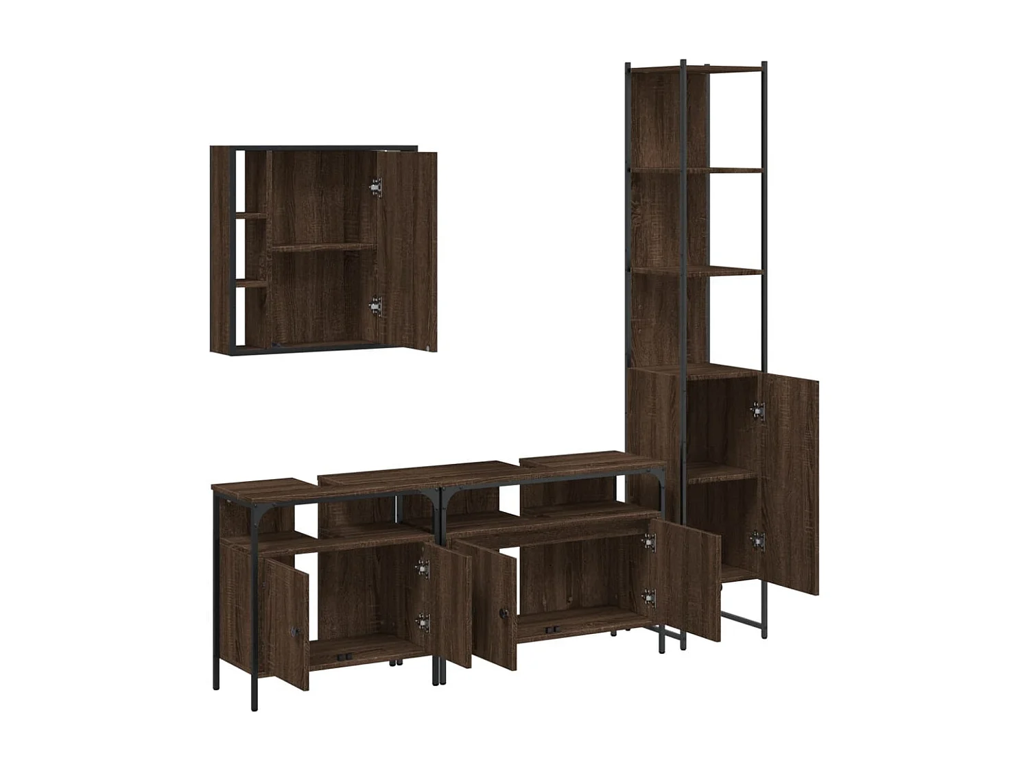 Ensemble d'armoires de salle de bain 4 pcs chêne marron