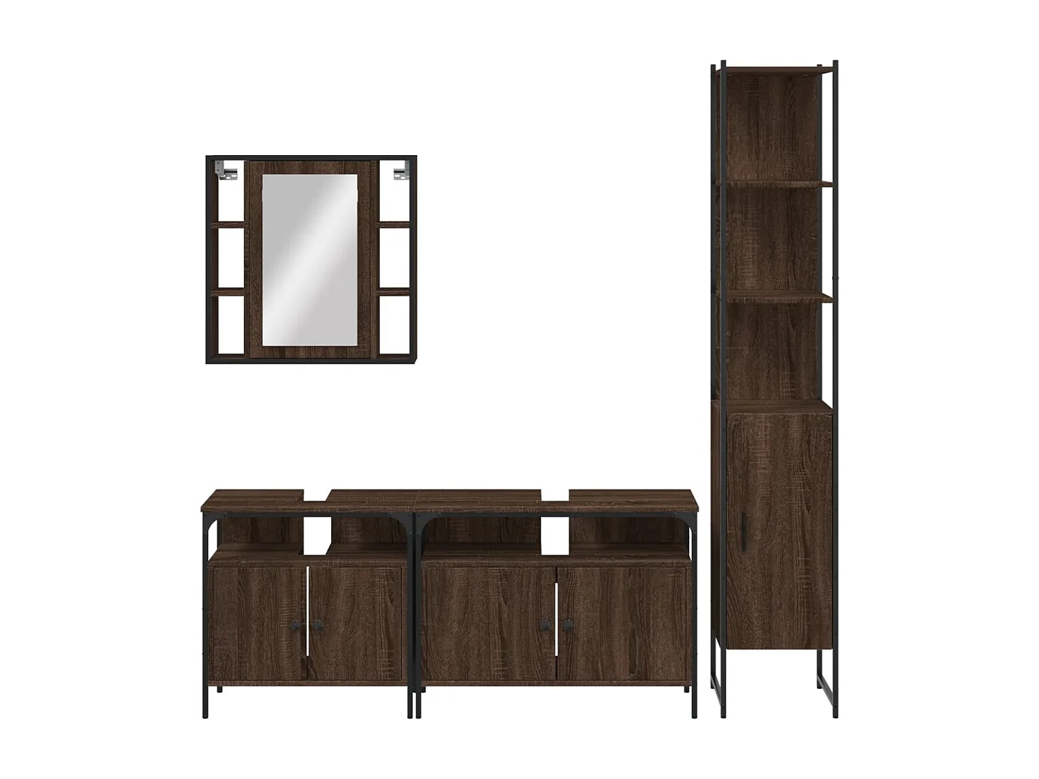 Ensemble d'armoires de salle de bain 4 pcs chêne marron