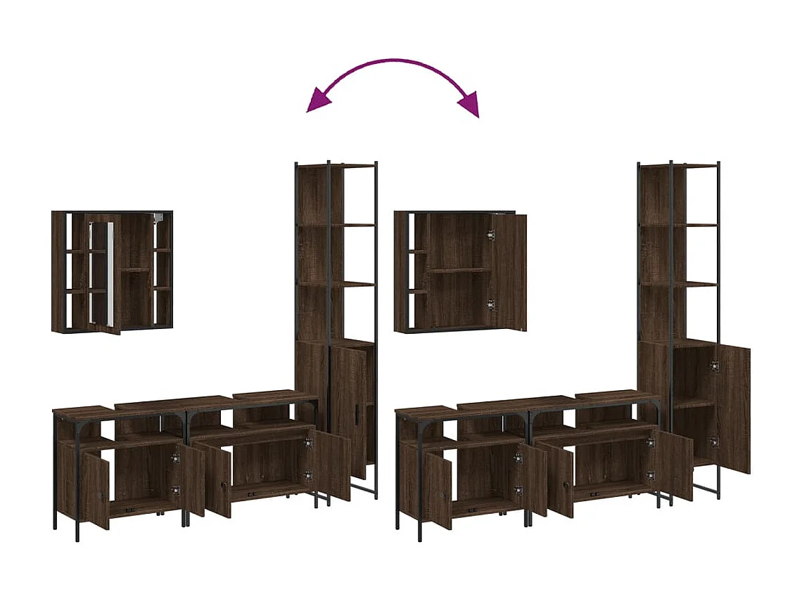 Ensemble d'armoires de salle de bain 4 pcs chêne marron