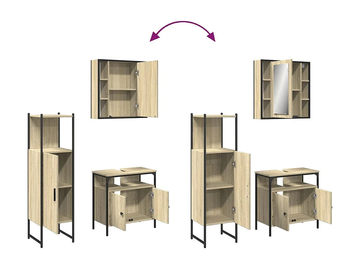 3-tlg. Badmöbel-Set Sonoma-Eiche Holzwerkstoff
