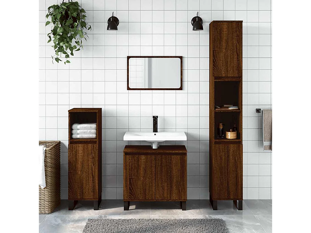 Armoire de bain chêne marron 58x33x60 cm bois d'ingénierie